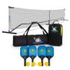 3 in 1 Pickleball Net, 4 Carbon Fiber Paddles and 4 Balls. Complete Regulation Size Portable Pickleball Net Bundle Set for Outdoors or Indoors. With 4 USAPA Approved Carbon Fiber Paddles and 4 Balls view 1