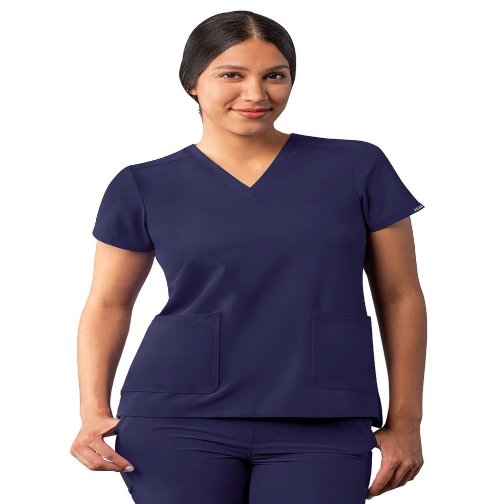 Adar Uniforms Addition Scrubs for Women - Modern V-Neck Top - A6008 - Navy - 2X