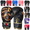 Be Smart Kids Boxing Gloves 4-12 Years 4oz 6oz Training Gloves for Children Sparring Youth Boxing Gloves Junior Training Mitts Punch PU Leather MMA Muay Thai Kick Boxing (Black Gold Tatoo, 6 Oz) view 1