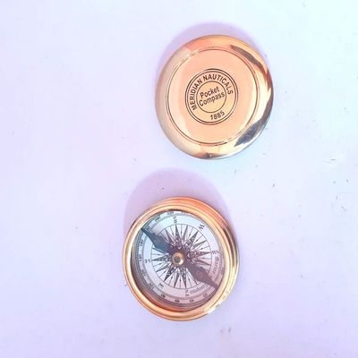 Antique Brass Compass Meridian Nautical Pocket compass1885 Vintage Poem Engraved Navigation Compass-Authentic Vintage Style Brass Marine Pocket Compass