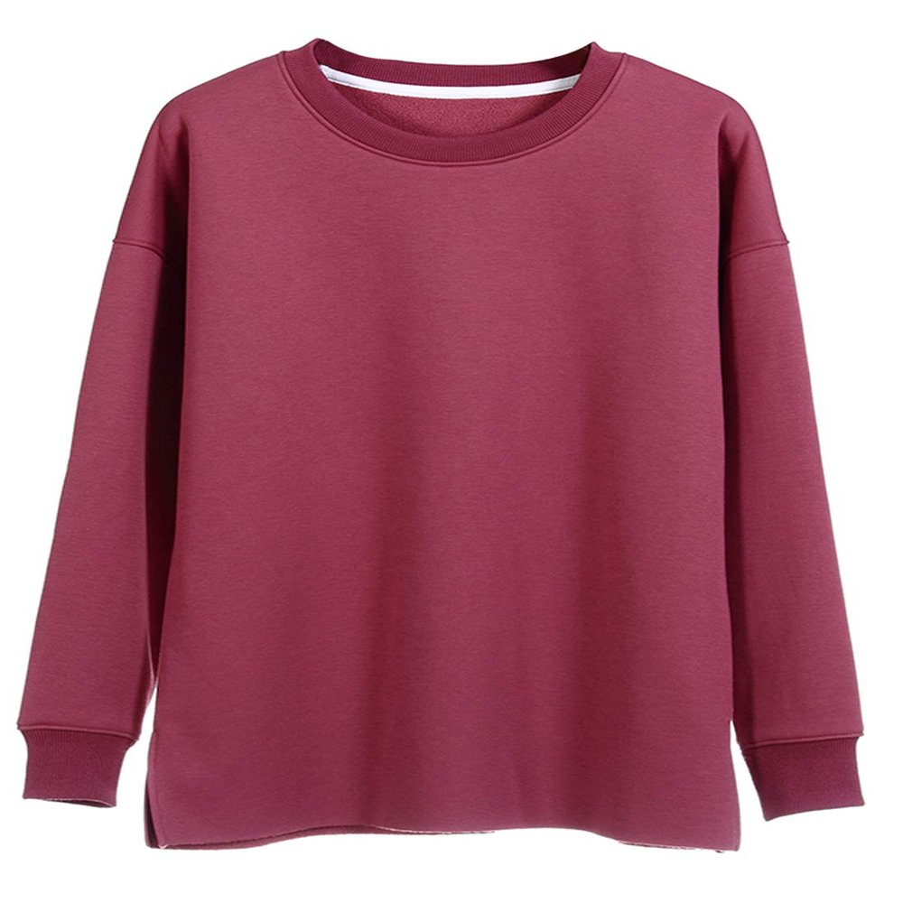 Snoly Women's Cotton Fleece Candy-Colored Active Sweatshirts Pullover Coats (Wine, X-Small)