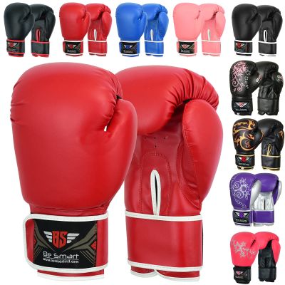 Be Smart Kids Boxing Gloves 4-12 Years 4oz 6oz Training Gloves for Children Sparring Youth Boxing Gloves Junior Training Mitts Punch PU Leather MMA Muay Thai Kick Boxing (Red Plain/White, 6 Oz)
