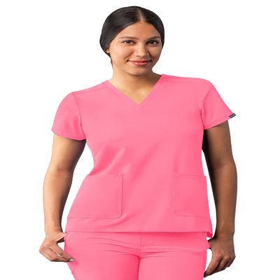Adar Uniforms Addition Scrubs for Women - Modern V-Neck Top - A6008 - Azalea Pink - XS