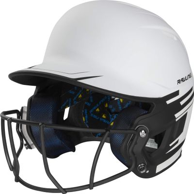 Rawlings Mach Ice Fastpitch Softball Senior Batting Helmet with Face Guard, White/Black