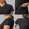 Adar Uniforms Addition Scrubs for Women - Modern V-Neck Top - A6008 - Black - 2X view 4