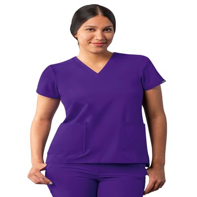 Adar Uniforms Addition Scrubs for Women - Modern V-Neck Top - A6008 - Grape - XXS