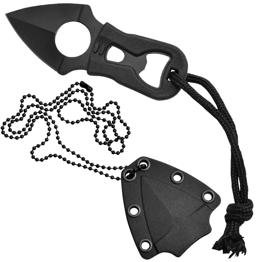 Camillus Heater II 4.25" Compact Durable Corrosion-Resistant 420 Stainless Steel Survival Tactical Fixed Blade Neck Knife, Molded Sheath with Belt Clip Included