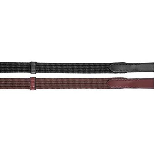 Grewal Equestrian 5/8" Web Reins with Leather Stoppers (Havana)