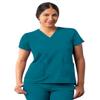 Adar Uniforms Addition Scrubs for Women - Modern V-Neck Top - A6008 - Caribbean Blue - L view 1