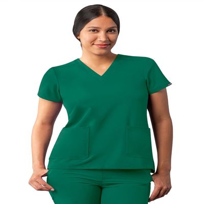 Adar Uniforms Addition Scrubs for Women - Modern V-Neck Top - A6008 - Hunter Green - 3X