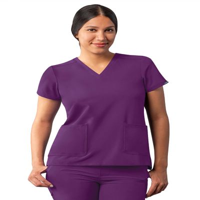 Adar Uniforms Addition Scrubs for Women - Modern V-Neck Top - A6008 - Eggplant - 2X