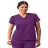 Adar Uniforms Addition Scrubs for Women - Modern V-Neck Top - A6008 - Eggplant - 2X view 1