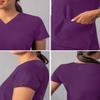 Adar Uniforms Addition Scrubs for Women - Modern V-Neck Top - A6008 - Eggplant - 2X view 4