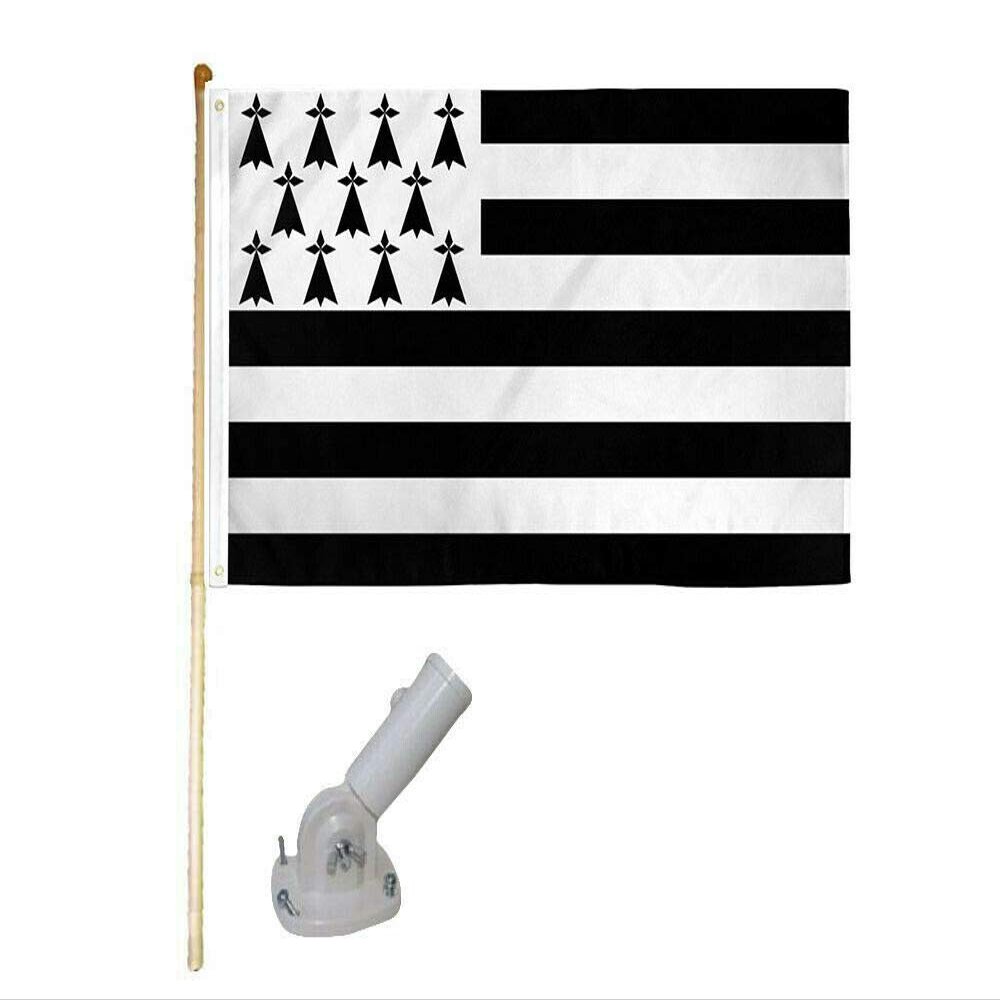 American Wholesale Superstore 5' Wooden Flag Pole Kit W/Nylon White Bracket 3x5 Brittany Country Poly Flag