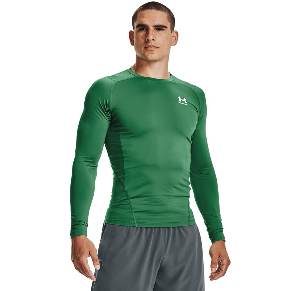 Under Armour Men's Armour HeatGear Compression Long-Sleeve T-Shirt, Team Kelly Green (305)/White, XX-Large