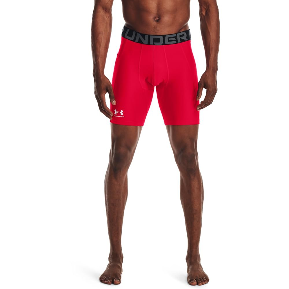 Under Armour Men's Armour HeatGear Compression Shorts, Red (600)/White, Large