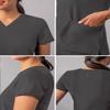 Adar Uniforms Addition Scrubs for Women - Modern V-Neck Top - A6008 - Pewter - XS view 4
