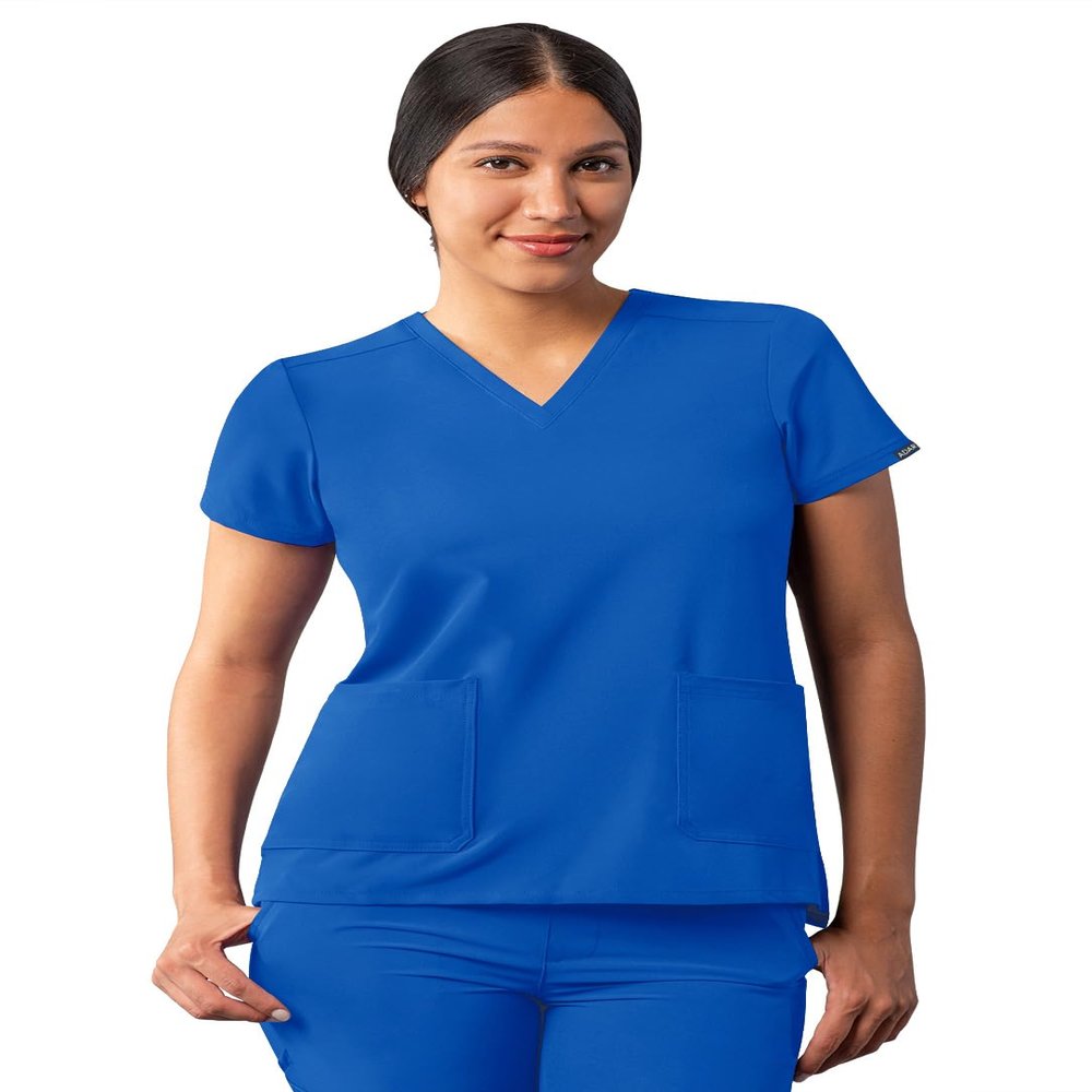Adar Uniforms Addition Scrubs for Women - Modern V-Neck Top - A6008 - Royal Blue - L