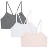 Rene Rofe Girls Training Bra - 3 Pack Stretch Cami Bralette - Spaghetti Strap Starter Bras for Girls, Size 14, Heather Grey/White/Blush view 1