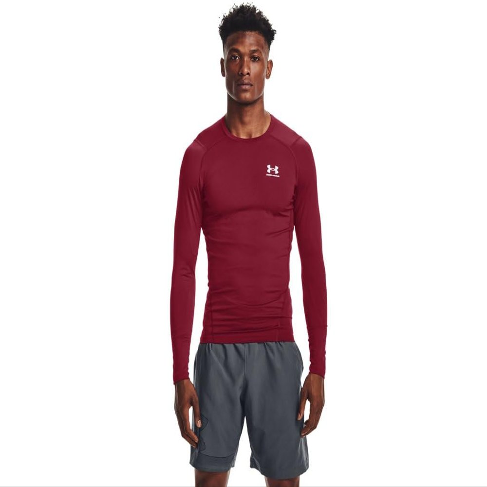 Under Armour Men's Armour HeatGear Compression Long-Sleeve T-Shirt, Cardinal (625)/White, Medium