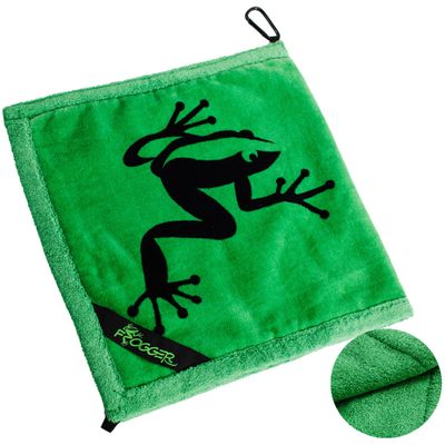 Frogger Amphibian 2-in-1 Golf Towel with Wet and Dry Technology, Green, Premium Golf Bag Accessory with Carabiner Clip, Ultra Absorbent, for Golf Dads