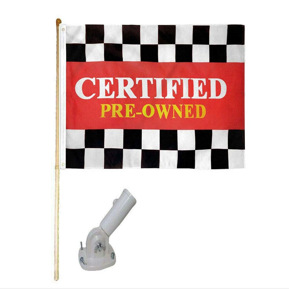5' Wooden Flag Pole Kit W/Nylon White Bracket 3x5 Certified Preowned Poly Flag