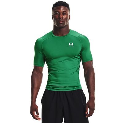 Under Armour Men's Armour HeatGear Compression Short-Sleeve T-Shirt, Team Kelly Green (305)/White, X-Large