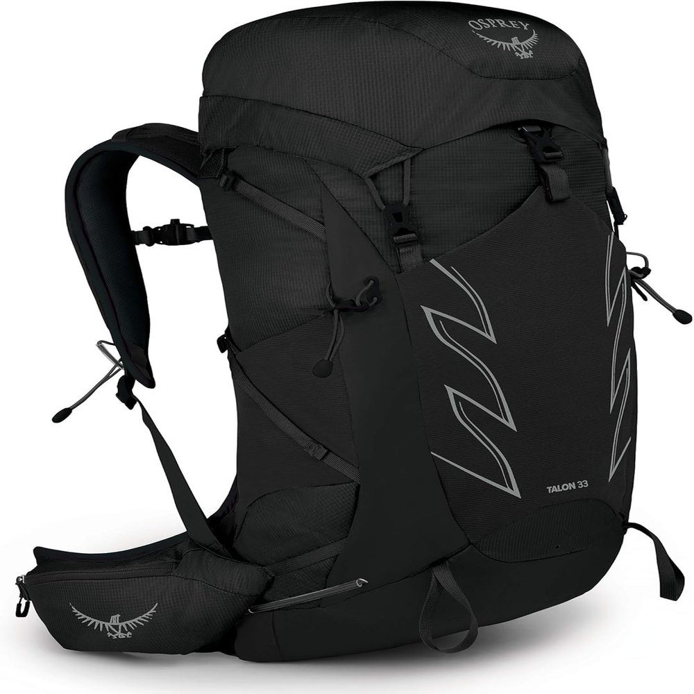 Osprey Talon 33L Men's Hiking Backpack with Hipbelt, Stealth Black, Large/X-Large