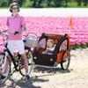 Aosom 2-Seat Child Bike Trailer for Kids with a Strong Steel Frame, 5-Point Safety Harnesses, & Comfortable Seat, Orange view 2