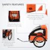 Aosom 2-Seat Child Bike Trailer for Kids with a Strong Steel Frame, 5-Point Safety Harnesses, & Comfortable Seat, Orange view 3
