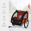 Aosom 2-Seat Child Bike Trailer for Kids with a Strong Steel Frame, 5-Point Safety Harnesses, & Comfortable Seat, Orange view 4