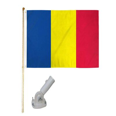 5' Wooden Flag Pole Kit W/Nylon White Bracket 3x5 Chad Country Polyester Flag