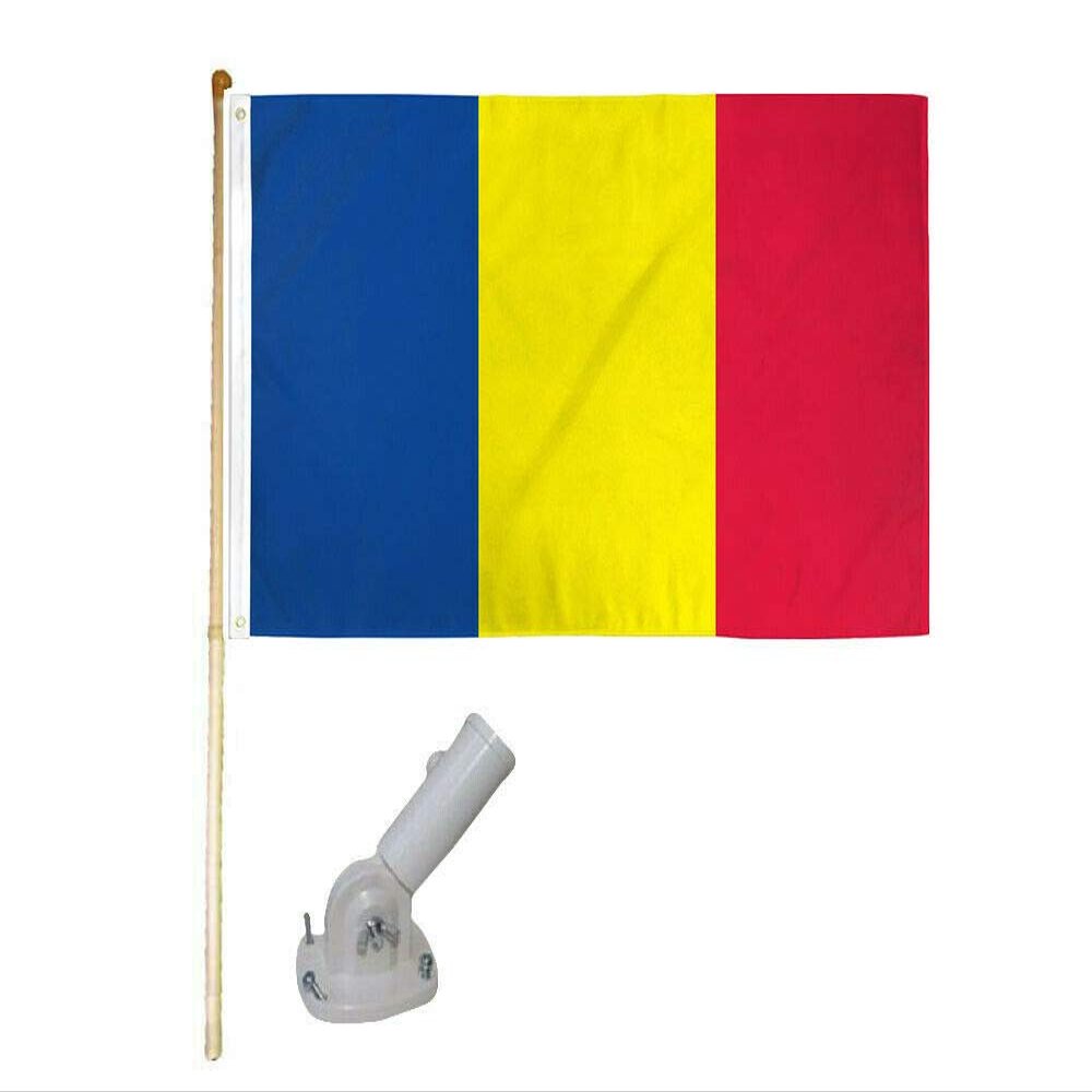 5' Wooden Flag Pole Kit W/Nylon White Bracket 3x5 Chad Country Polyester Flag