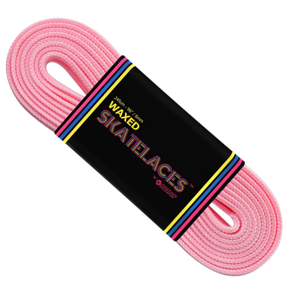 Bont Skates Waxed Laces - 6mm & 8mm - 47" 71" 79" 96" 108" - Bubblegum Pink (8mm Wide / 79 inch / 200cm)