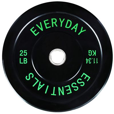 BalanceFrom Color Coded Black Olympic Bumper Plate Weight Plate with Steel Hub, 25LB Pair