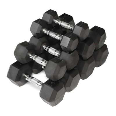 WF Athletic Supply Rubber Coated Hex Dumbbell Set Non-Slip Hex Shape for Muscle Toning, Strength Building, Weight Loss - Multiple Choices Available (b. 200LB Dumbbells Set)