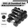 WF Athletic Supply Rubber Coated Hex Dumbbell Set Non-Slip Hex Shape for Muscle Toning, Strength Building, Weight Loss - Multiple Choices Available (b. 200LB Dumbbells Set) view 2