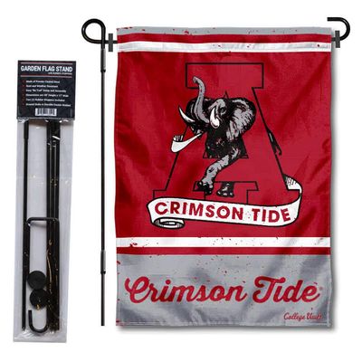 Alabama Crimson Tide Vintage Retro Throwback Garden Flag with Stand Holder