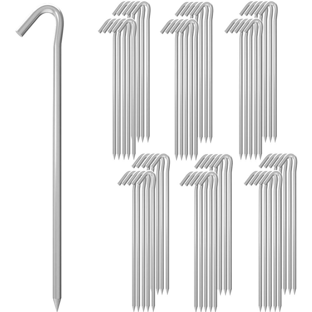 MySit 9" Tent Stakes, Metal Inflatables Stakes 60 Pack, Heavy Duty Galvanized Tent Stakes Metal, Tent Pegs Ground Trap Camping Stakes for Inflatables, Outdoor Decorations