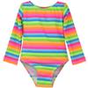 Flap Happy Toddler Rash Guard | One Piece Rash Guard Swimsuit| Made from Recycled Bottles | UPF 50+ Highest Certified UV Sun Protection, Neon Stripe, 8