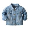 IDOPIP Toddler Kids Baby Boys Girls Denim Jacket Long Sleeve Button Down Jeans Coat Ripped Distressed Trucker Jackets Cowboy Overcoat Basic Casual Outwear with Pockets Blue 01 4-5 Years view 1