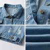 IDOPIP Toddler Kids Baby Boys Girls Denim Jacket Long Sleeve Button Down Jeans Coat Ripped Distressed Trucker Jackets Cowboy Overcoat Basic Casual Outwear with Pockets Blue 01 4-5 Years view 3