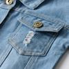 IDOPIP Toddler Kids Baby Boys Girls Denim Jacket Long Sleeve Button Down Jeans Coat Ripped Distressed Trucker Jackets Cowboy Overcoat Basic Casual Outwear with Pockets Blue 01 4-5 Years view 4