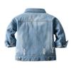 IDOPIP Toddler Kids Baby Boys Girls Denim Jacket Long Sleeve Button Down Jeans Coat Ripped Distressed Trucker Jackets Cowboy Overcoat Basic Casual Outwear with Pockets Blue 01 3-4 Years view 2
