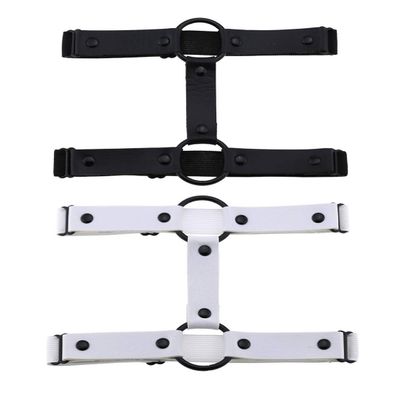 2Pcs Adjustable Elastic PU Leather Punk I-shaped Thigh Garter Belts Leg Rings Leg Garters for Women