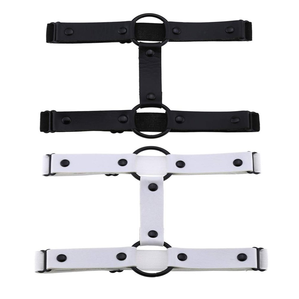 2Pcs Adjustable Elastic PU Leather Punk I-shaped Thigh Garter Belts Leg Rings Leg Garters for Women