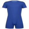 Alvivi Men's Short Sleeves Zipper Shirt Top Boxer Briefs Workout Gymnastics Leotard Bodysuit Blue(Crotch) Large