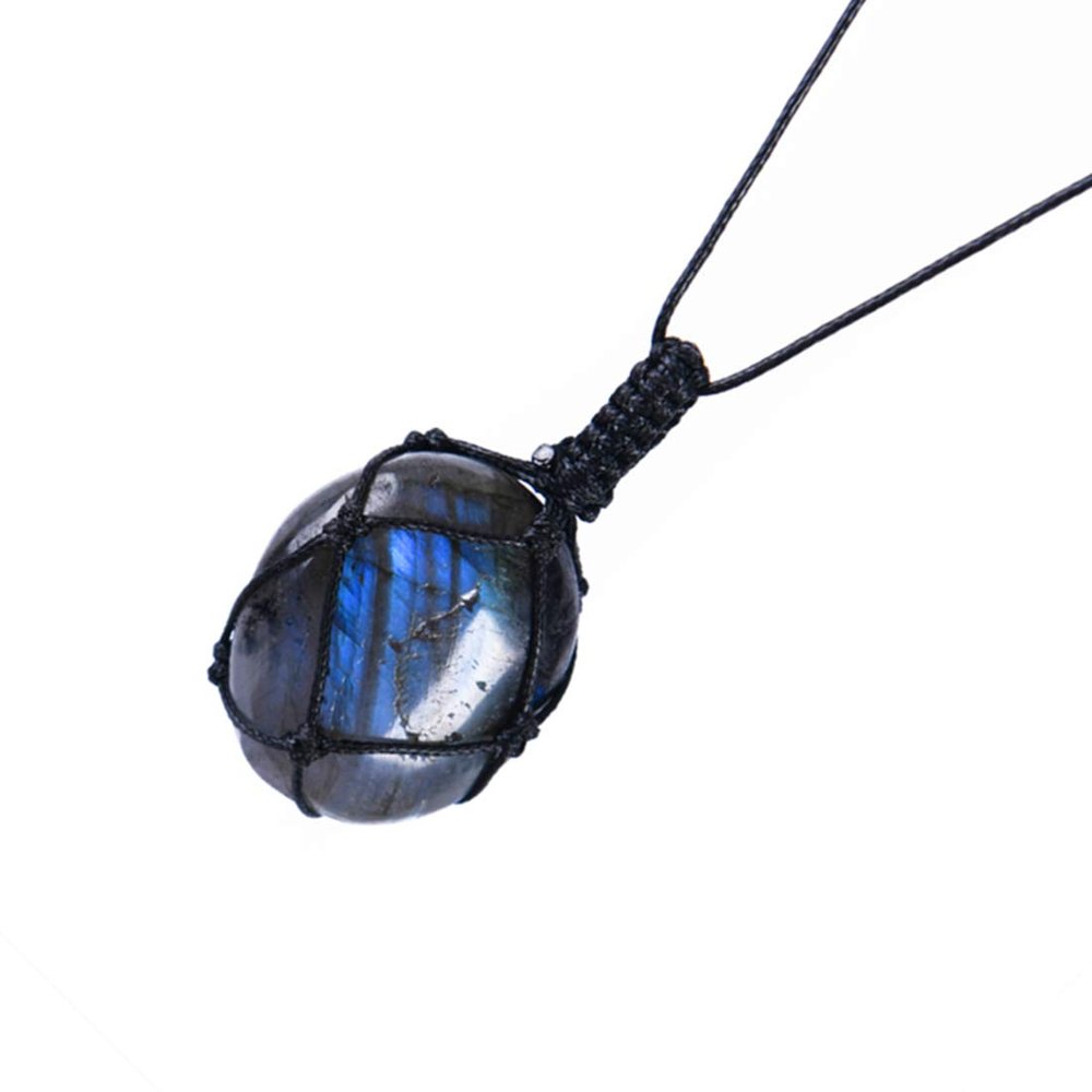 YGLINE Labradorite Healing Crystal Pendants,Natural Crystal Quartz Necklace 6 Faceted Chakra Crystal Wand Stone(Irregular-Labradorite 2)