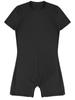 Alvivi Men's Short Sleeves Zipper Shirt Top Boxer Briefs Workout Gymnastics Leotard Bodysuit Black(Crotch) Large view 3