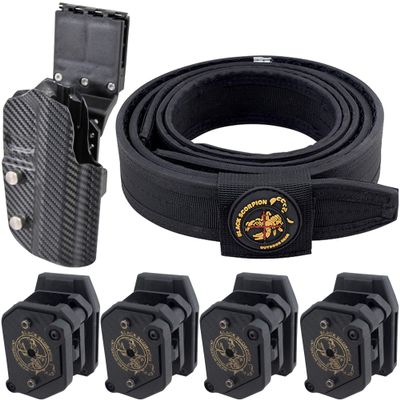 Black Scorpion Outdoor Gear Pro Competition Rig | 1x Pro Comp Holster 1x Pro HD Belt 4X Ambi Single/Double Stack Mag Carriers | 3Gun IPSC USPSA (XX Large (40'' - 44''), Sig P320C)